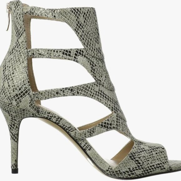 BCBG Generation "Duchess" Snakeskin heeled sandal with back zip, NWOT, sz 9 - Picture 3 of 12